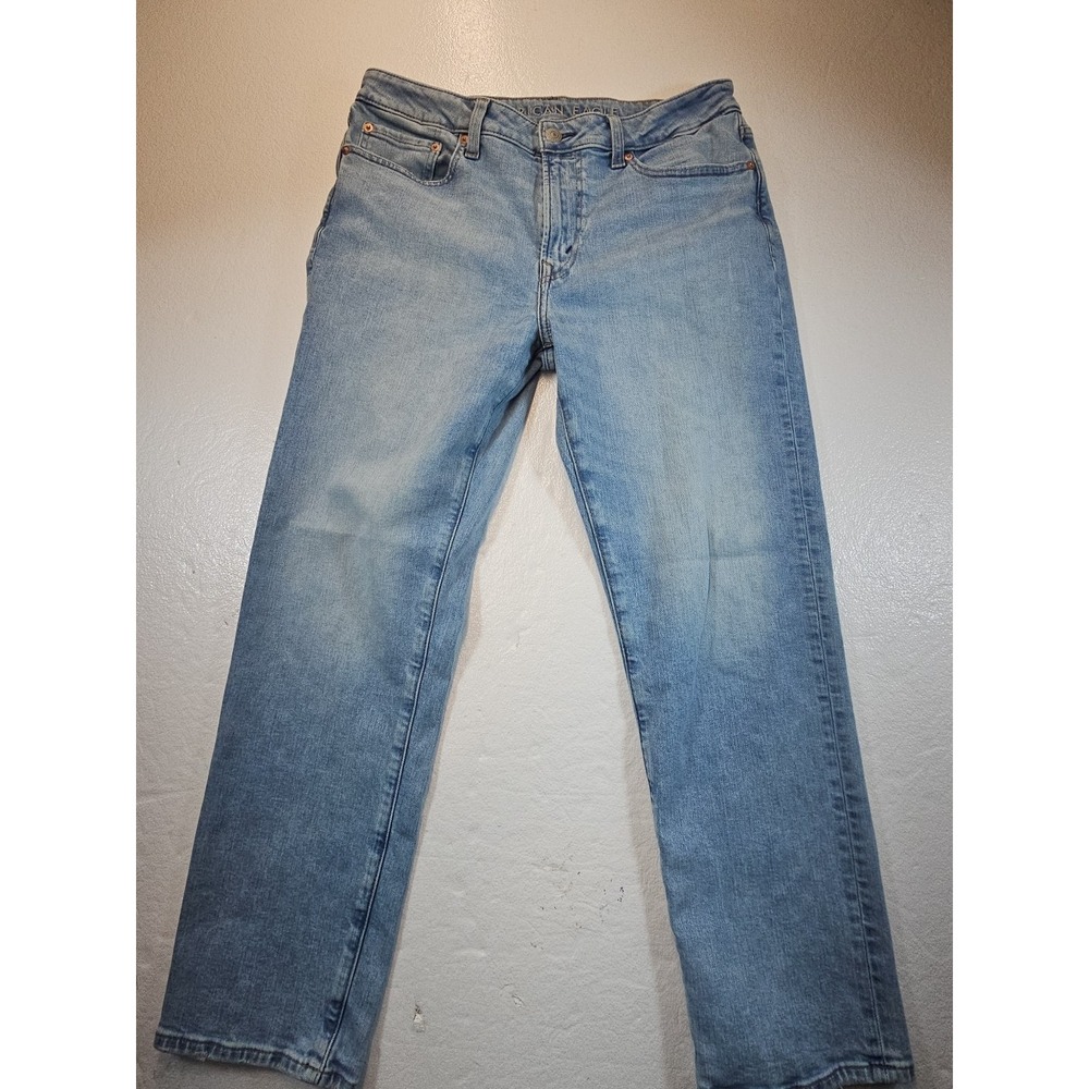 American Eagle Mens Jeans 32x30 Airflex Slim Straight Faded Light Wash